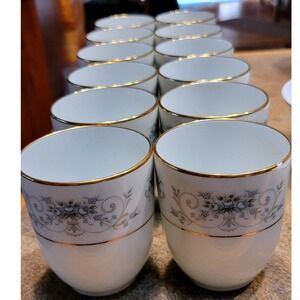 Set 6 Noritake Toki Kaisha Nippon Porcelain Tea Cups Gold Trim Floral Design